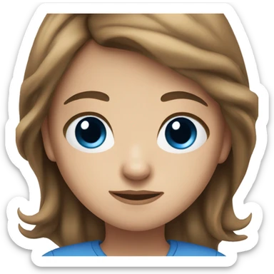 white tan girl with brown hair to her shoulders and blue eyes sticker