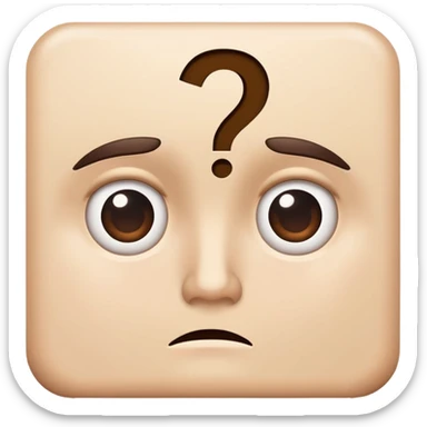 puzzled face with raised eyebrow and question mark sticker