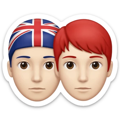 human head mixed with uk flag half sticker
