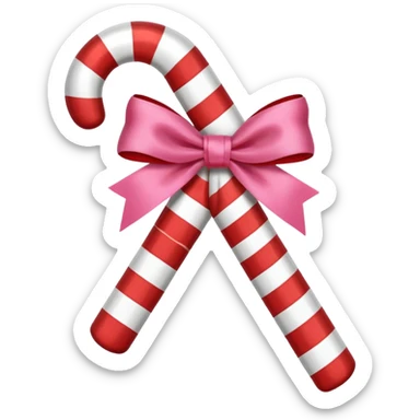 candy cane with little pink bow sticker