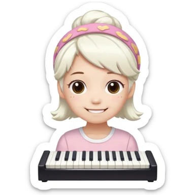 Cutecore white dyed hair sanrio cinnamon roll headband mezzo piano shirt sticker