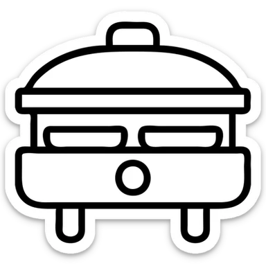 appareil à raclette, icône ligne noire, vue de face sticker