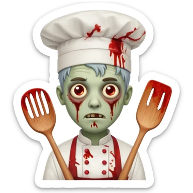 black zombi man chef sticker