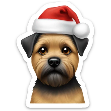 Border terrier black muzzle Santa hat  sticker