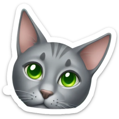Grey cat with green eyes laying in sink sticker