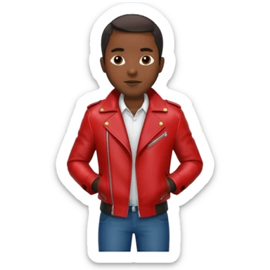 Motorbiker black man with red leather jacket sticker
