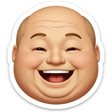 fat happy man laughing eyes closed sticker