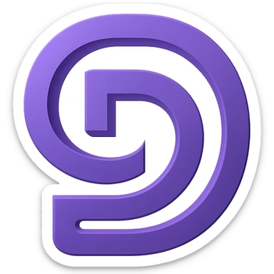 Create a modern, minimalist, abstract intertwined 'GD' icon with a subtle 3D effect. The design should be a monotone silhouette in a single purple shade, suitable for a tech brand, with a transparent background. Focus on an elegant and sleek look that conveys innovation and sophistication. sticker