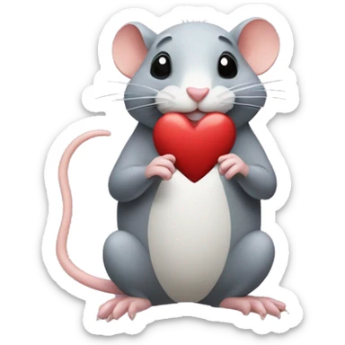 thankful rat with a heart in it's hand sticker