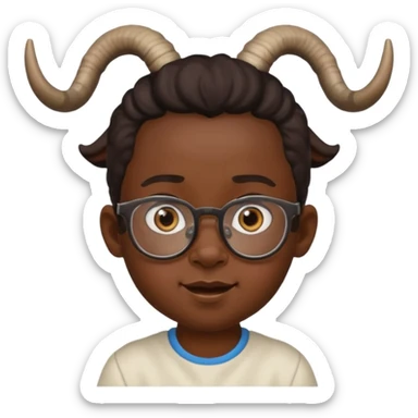 black child with goat horn and eyeglasses sticker
