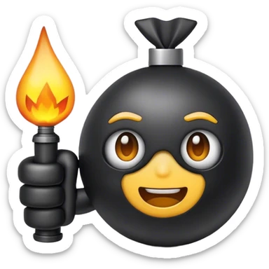 Cute emoji holding a bomb in his hand sticker