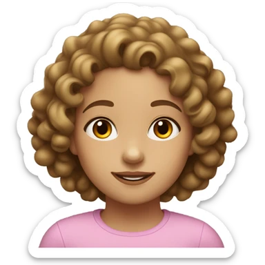 A girl with light skin and brown hair who gets curly from tube middle which is of medium length  sticker