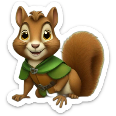 robin hood squirrel sticker