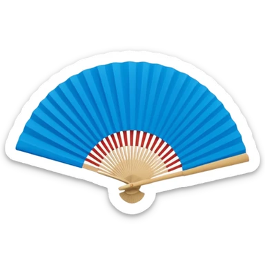 blue paper hand fan sticker