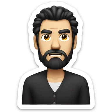 Angry man with long sideburns black hair sticker