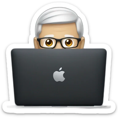 tim cook with black macbook pro sticker