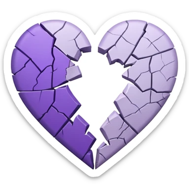 coração quebrado metade branco metade roxo sticker