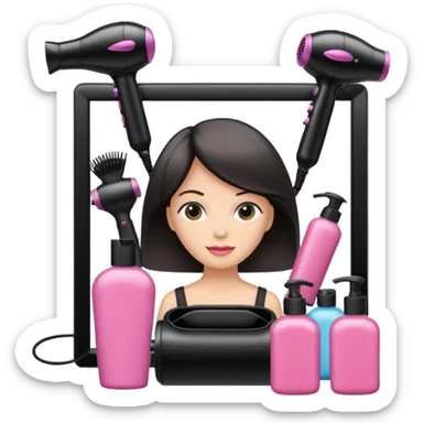 secador de pelo, ruleros, shampoo, peluqueria sticker