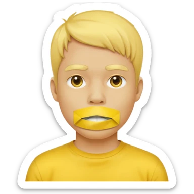Yellow guy with tape over mouth sticker
