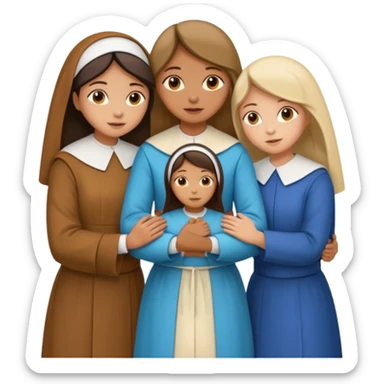 Hugging one carmelitan sister and one woman  in different clothes sticker