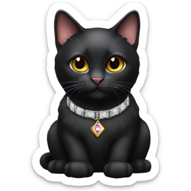 Black f7 cat with jewel collar sticker