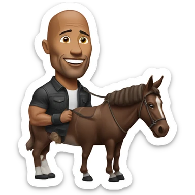 Dwayne Johnson eating a chocolate bar while walking his mule sticker