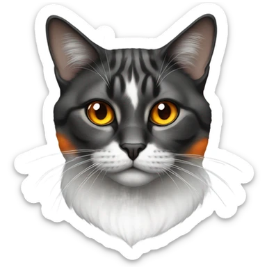 realistic crowned cat Colors white Black Orange portrait sticker