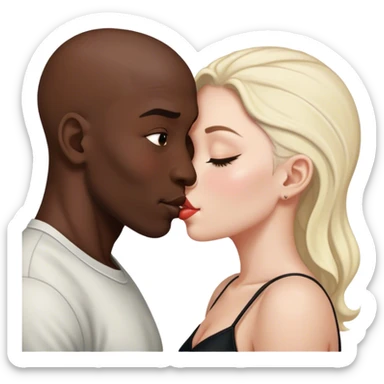 Hairless black man and white woman kissing  sticker