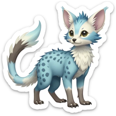 Epic Feral Rare Fantasy pastel Vernid-Trico-species by LiLaiRa, random markings, tufted tail, tufted ears, full body sticker