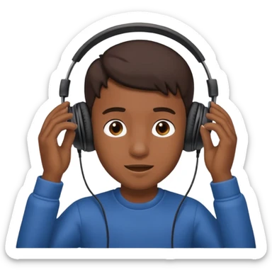 a boy fully takes off his headphone from his head sticker