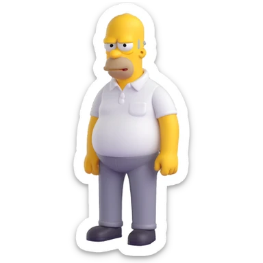 Homer Simpson 3D emoji style, yellow skin, bald, white shirt, rounded features sticker
