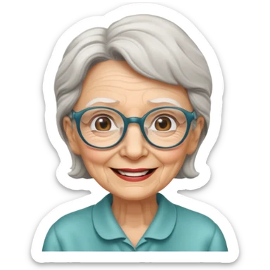 elderly woman with glasses sticker