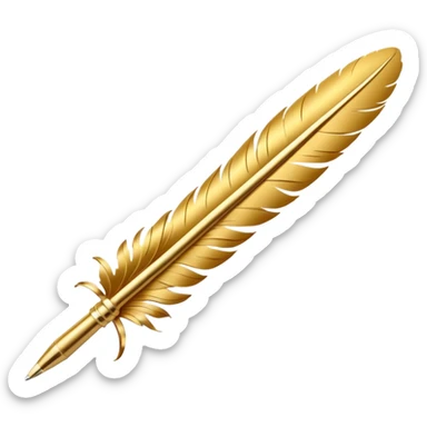 3D perspective academic premium golden ink feather pen sticker