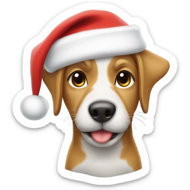 Dog in santa hat sticker