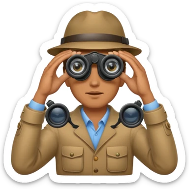 man with binoculars sticker