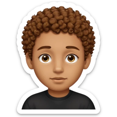 caramel skin boy with color bear brown curly hair with fade on the sides and thick eyebrows with a black shirt and small stud earrings with black colored eyes and a cheek mole sticker