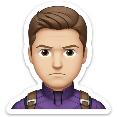 hawkeye clint barton portrait marvel, brown hair from captain america: civil war sticker