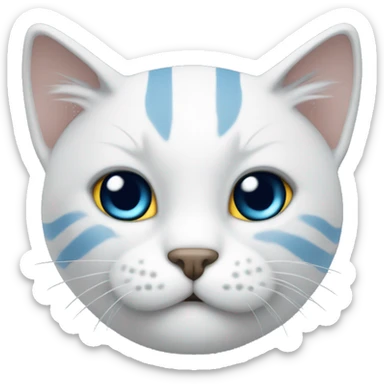 Un gato blanco y gris con lazo azul sticker