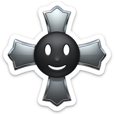 Black star, chrome cross sticker