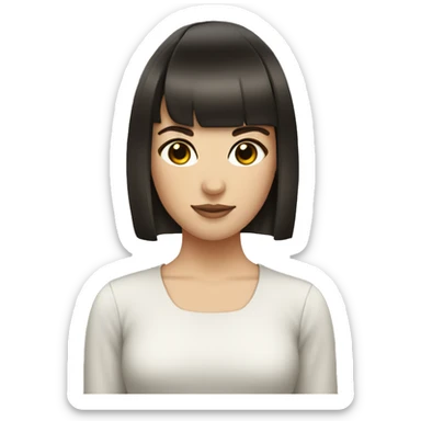 Brunette with straight bangs being koi sticker