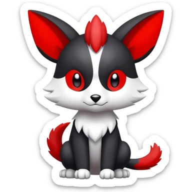 Cute cool black red white animal hybrid Fakemon full body sticker