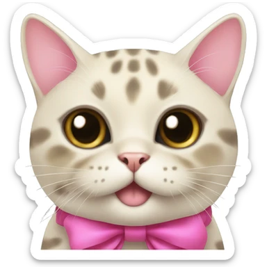 tortoise cat with a pink bow sticker