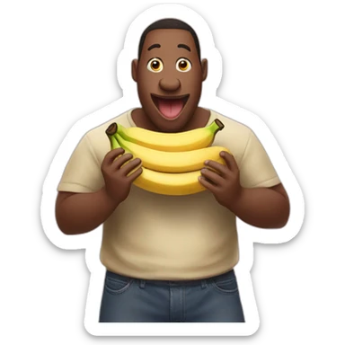 Hams eats a banana sticker