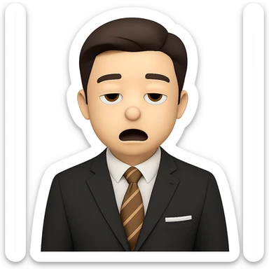 Make the background transparent, keep the bored facial expression and style as shown in the reference image. sticker