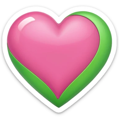 pink & green heart sticker