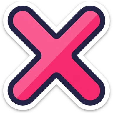 hot pink X mark, wrong symbol sticker