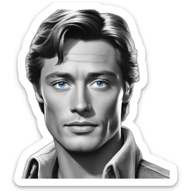 Alain delon young blue eyes red hair cowboy sticker