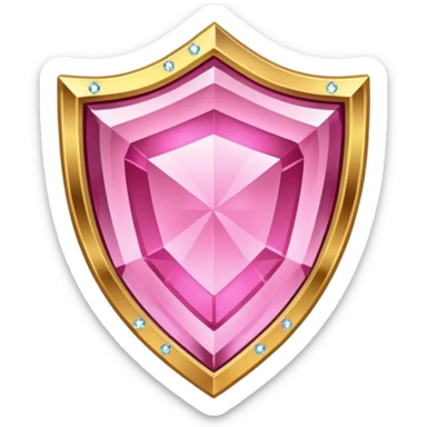 Pink crystal shield golden border sticker