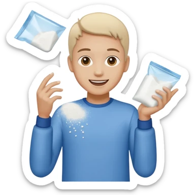 happy with a small plastic bag full of white powder sticker