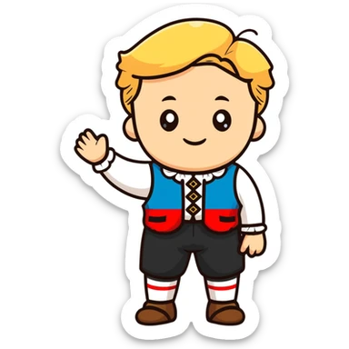 German in traditional Bavarian clothing shrugging sticker